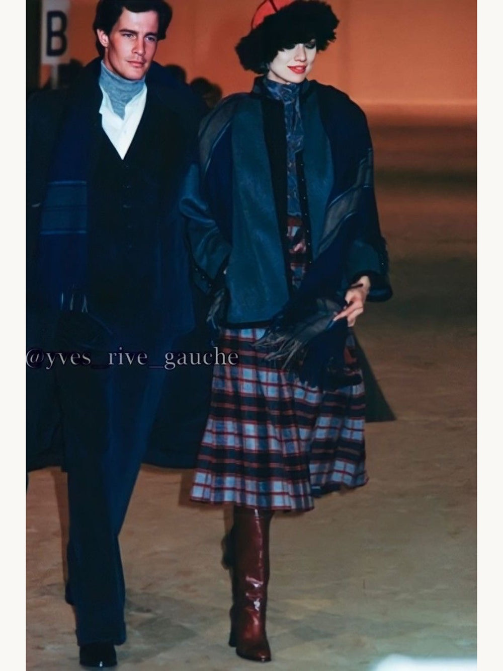 Yves Saint Laurent Fall 1976 'Russian Collection' Pleated Plaid Skirt