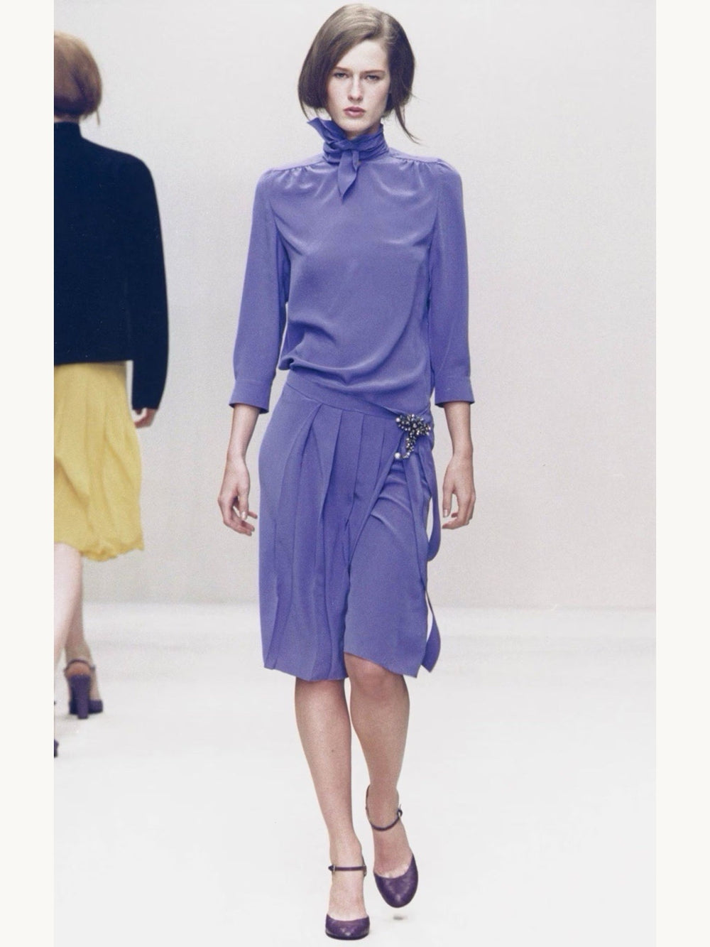 Prada Spring 2000 Purple Silk Ribbon Tie Skirt