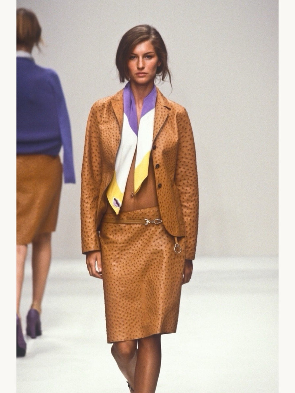 Prada Spring 2000 Tan Ostrich Leather Skirt