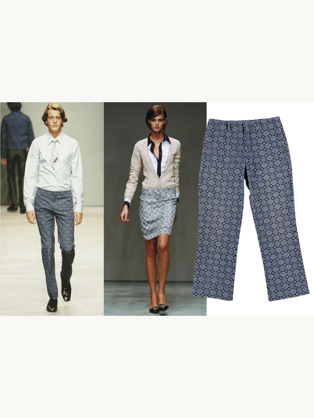 Prada Spring 2002 Tile Pattern Print Cotton Pants