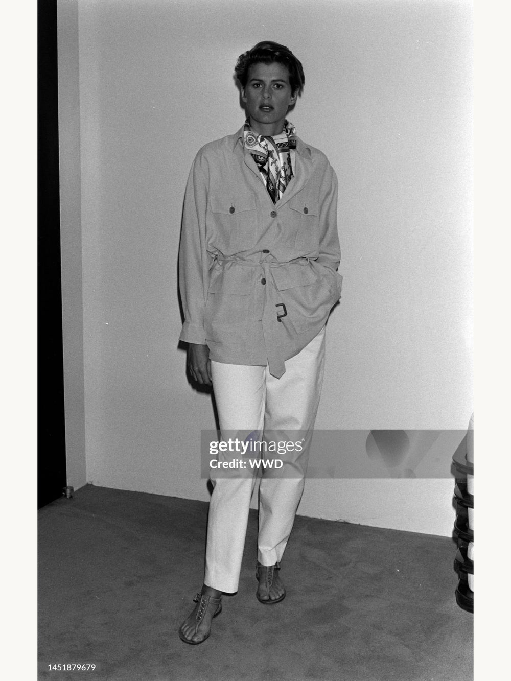 Calvin Klein Resort 1990 Washed Silk Sage Green Safari Jacket