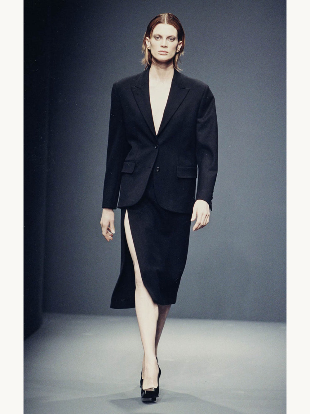 Prada Spring 1997 Black High Side Slits Skirt