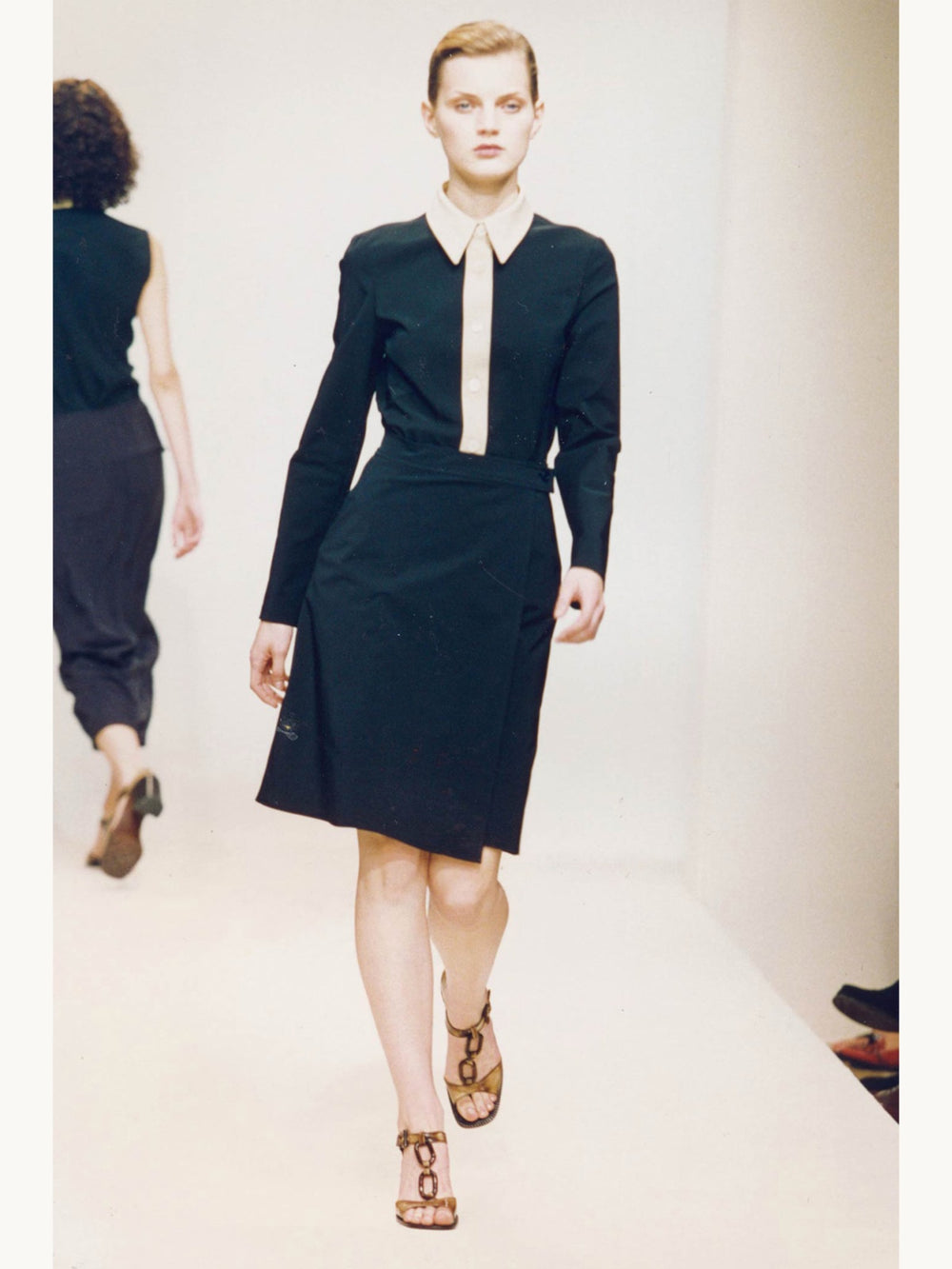 Prada Spring 1996 Navy Nylon Wrap Skirt