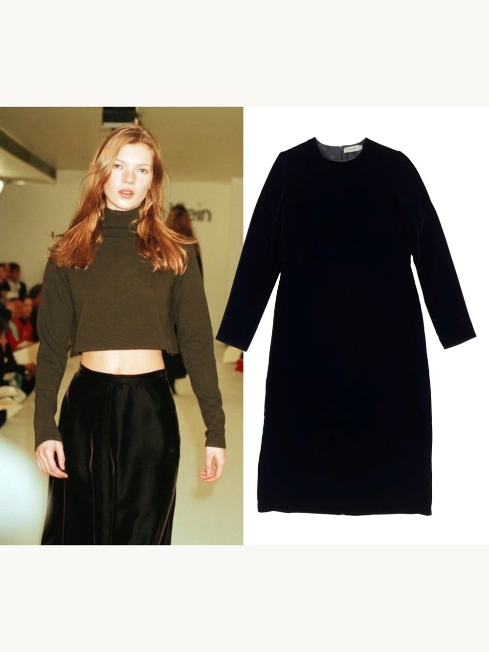 Calvin Klein Collection Fall 1993 Minimalist Black Velvet Dress | Vintage 1990s