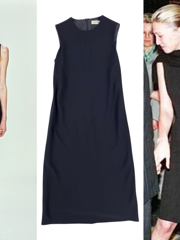 Calvin Klein Collection 1990s Minimalist Black Wool Dress ASO Carolyn Bessette Kennedy
