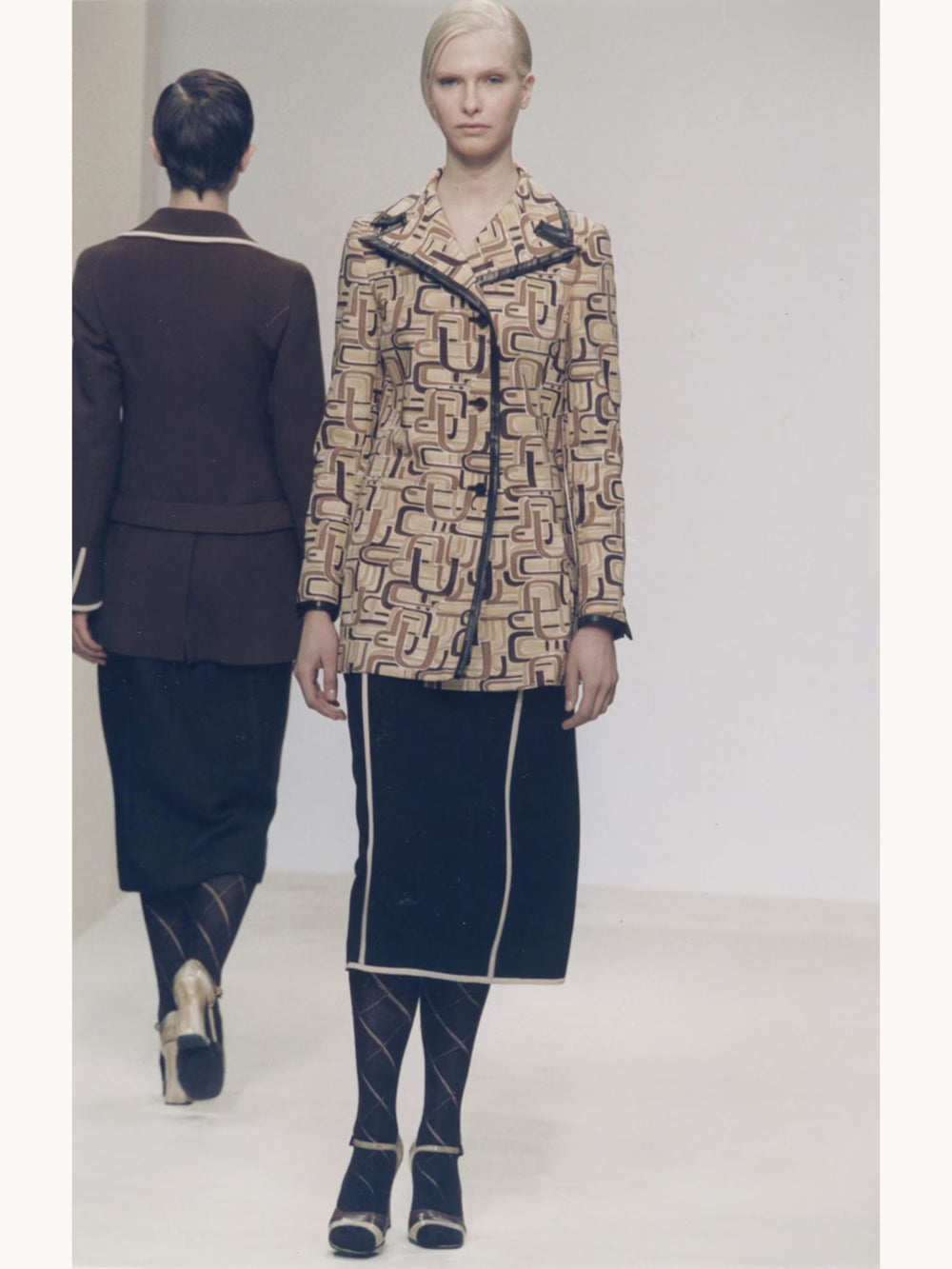 Prada Fall 1996 Brown Cream Trim Skirt