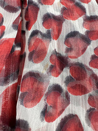 Prada Spring 2000 Red Hearts Print Silk Chiffon Skirt