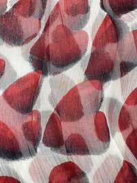 Prada Spring 2000 Red Hearts Print Silk Chiffon Skirt