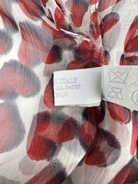 Prada Spring 2000 Red Hearts Print Silk Chiffon Skirt