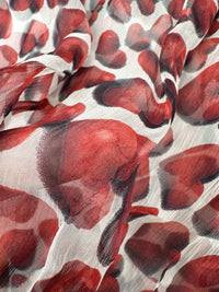 Prada Spring 2000 Red Hearts Print Silk Chiffon Skirt