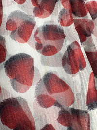 Prada Spring 2000 Red Hearts Print Silk Chiffon Skirt