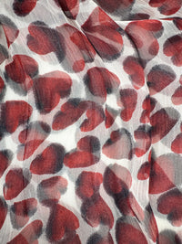 Prada Spring 2000 Red Hearts Print Silk Chiffon Skirt