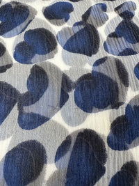 Prada Spring 2000 Blue Hearts Print Silk Chiffon Blouse