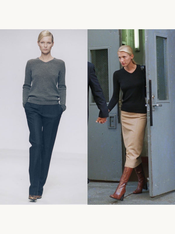 Vintage Prada Fall 1996 Grey Cashmere Sweater ASO Carolyn Bessette