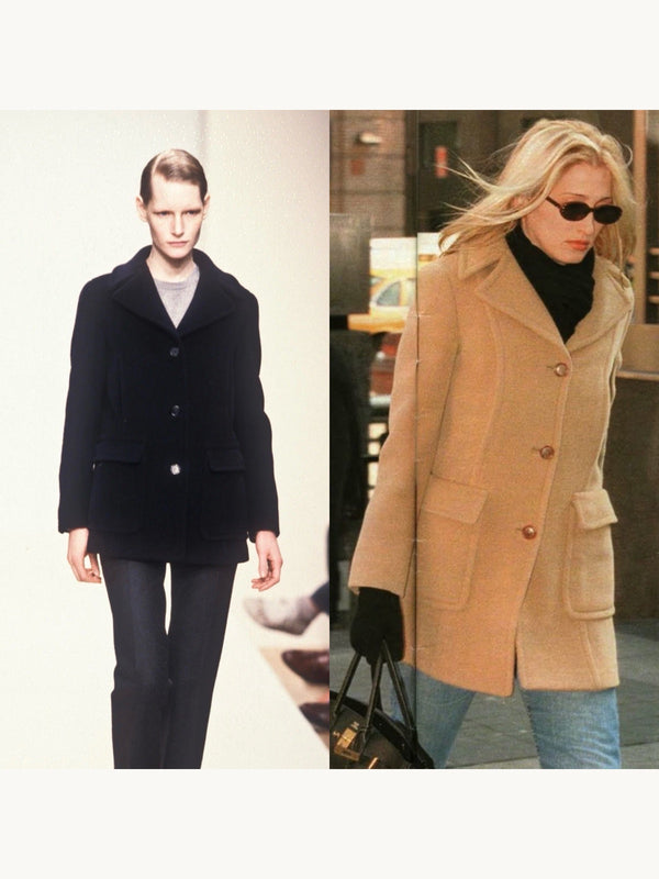 Prada Fall 1996 Navy Wool Car Coat ASO Carolyn Bessette