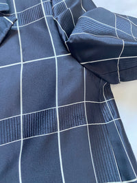 Prada Fall 1997 Navy Silk Grid Coat