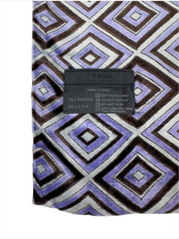 Prada Fall 1996 Purple Diamond Print Silk Velvet Scarf