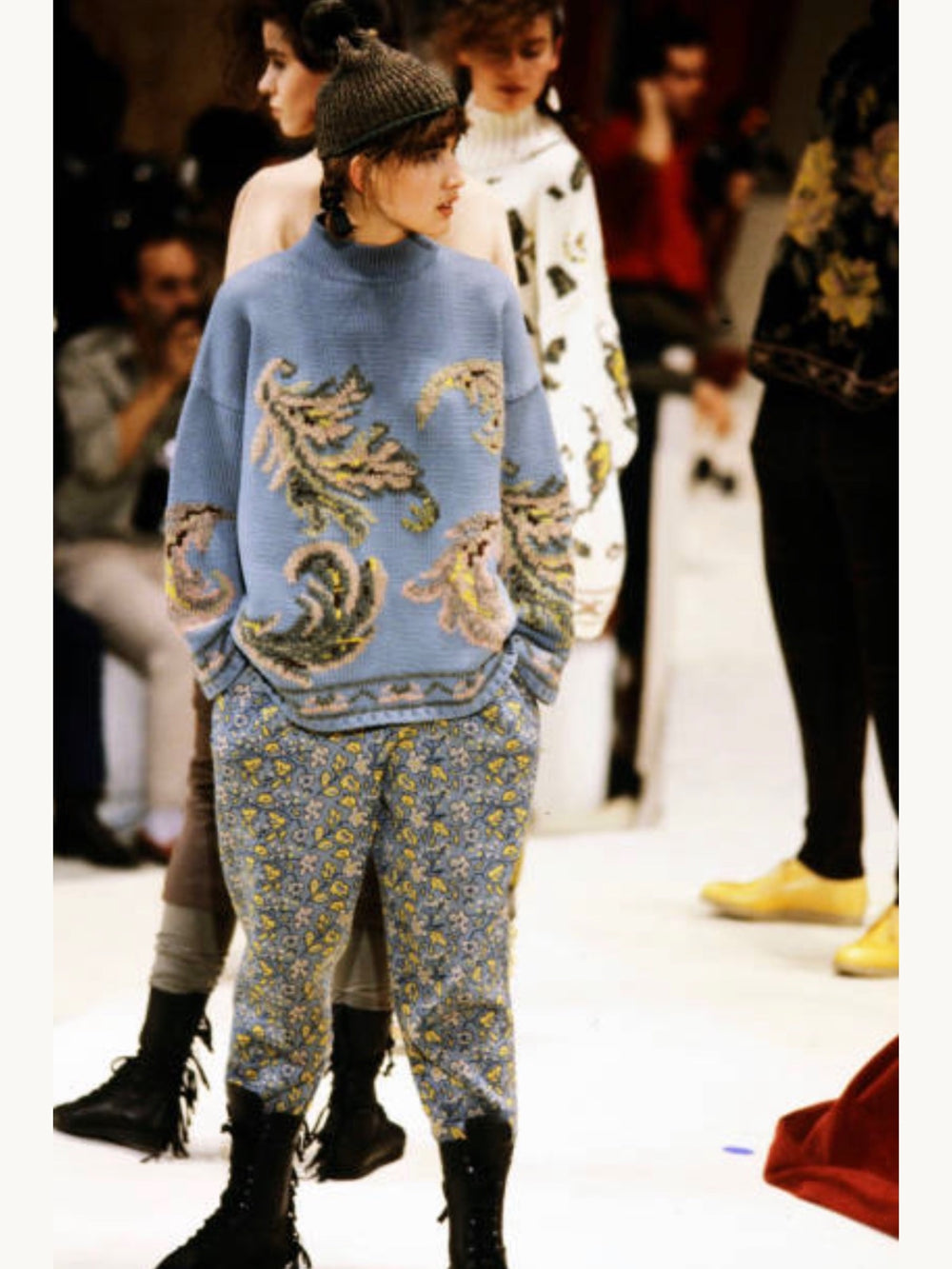 Jean Paul Gaultier Equator Fall 1984 Floral Sweater Knit Pants