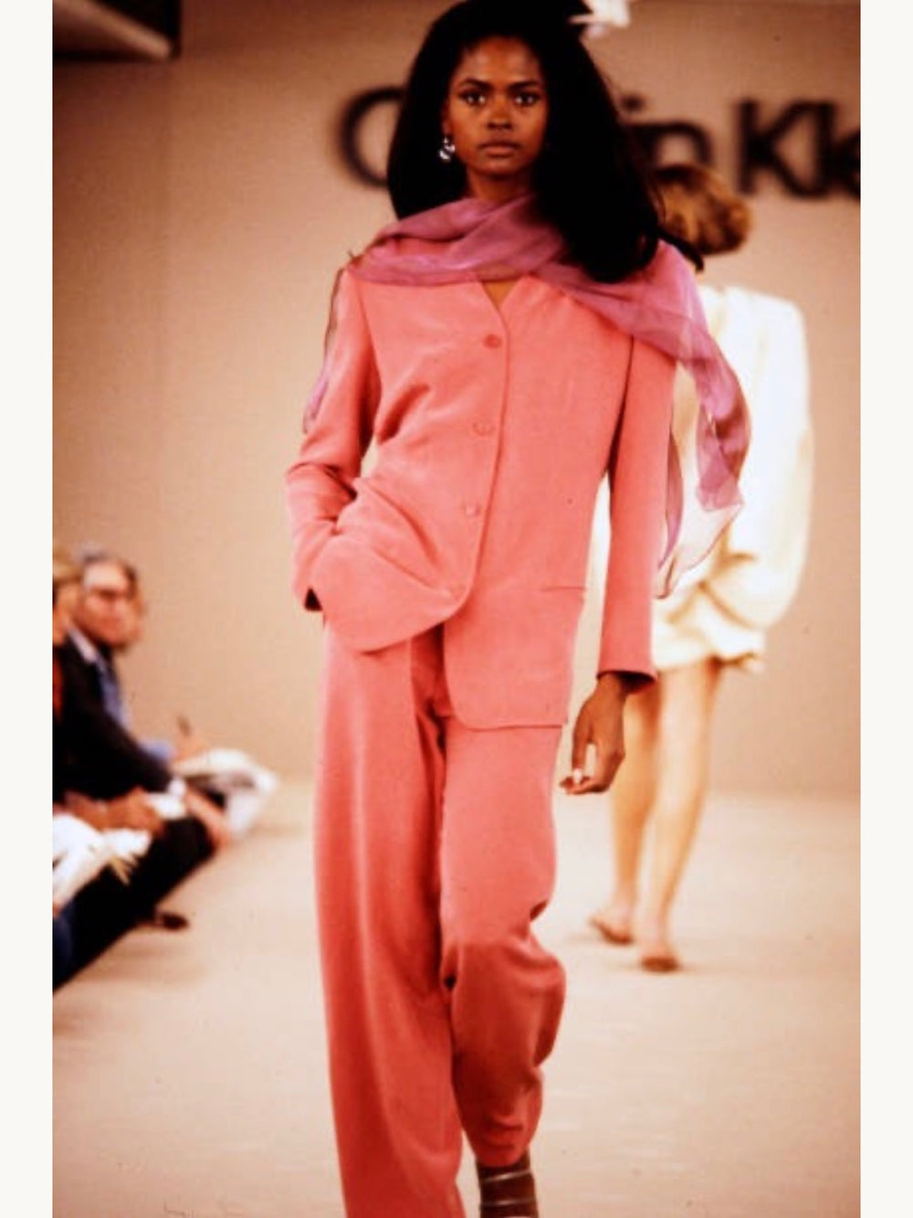 Calvin Klein Collection Spring 1992 Pink Collarless Silk Blazer
