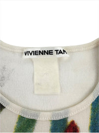 Vivienne Tam Spring 1999 Lotus Print Mesh Top | Vintage 1990s Carrie Bradshaw