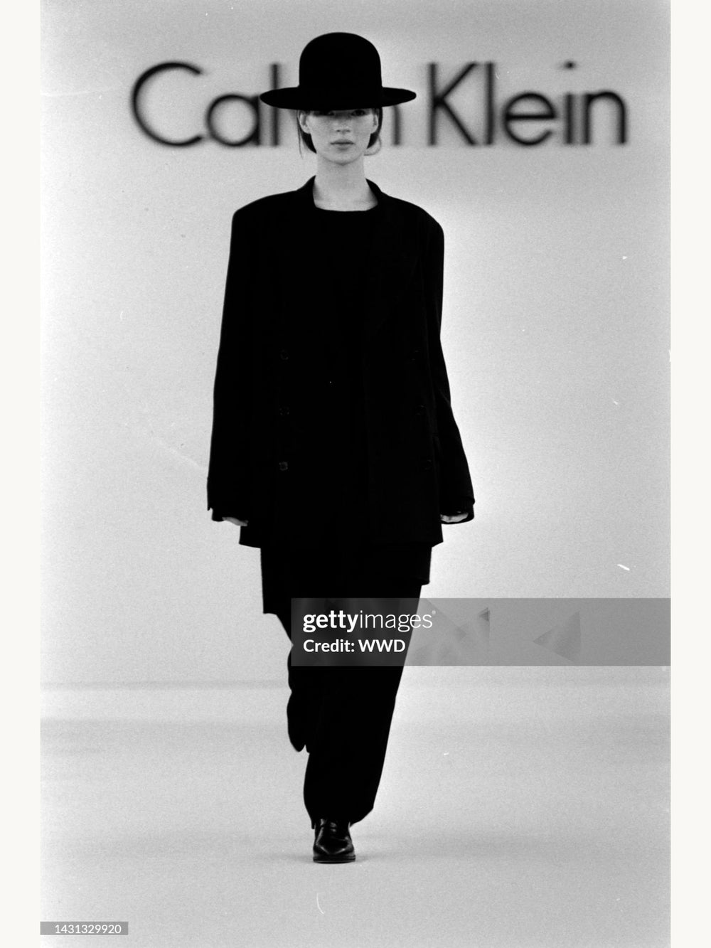 Calvin Klein Fall 1993 Black Pinstripe Skirt Suit