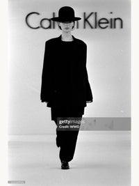 Calvin Klein Fall 1993 Black Pinstripe Skirt Suit