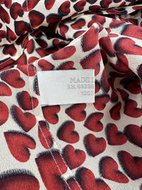 Prada Spring 2000 Red Hearts Print Silk Blouse | Vintage 2000s