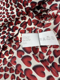 Prada Spring 2000 Red Hearts Print Silk Blouse | Vintage 2000s