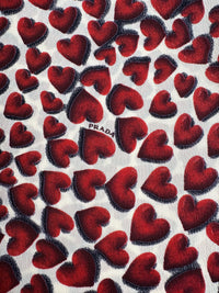Prada Spring 2000 Red Hearts Print Silk Blouse | Vintage 2000s
