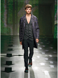 Prada Spring 2008 Mens Blue Fairy Print Silk Coat | Vintage 2000s