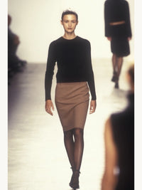 Calvin Klein Collection Fall 1999 Camel Brown Skirt w/ Nylon Inserts