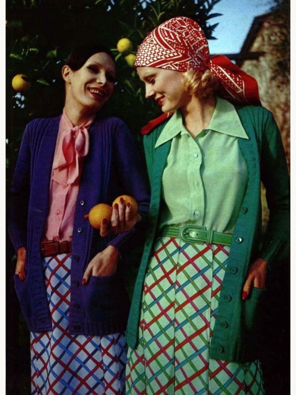 Yves Saint Laurent Spring 1973 Lattice Print Pleated Skirt