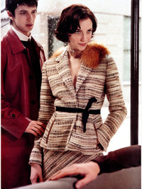 Prada Fall 2000 Neutral Browns Stripe Tweed Skirt
