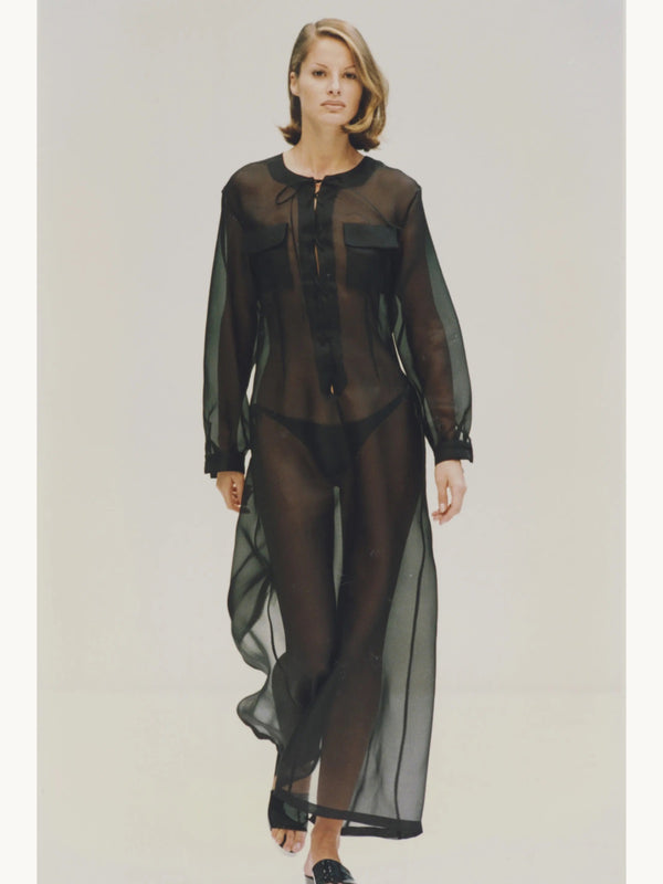 Prada Spring 1993 Sheer Silk Organza 'Saharienne' Lace Top