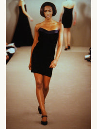 Calvin Klein Collection Fall 1990 Strapless Velvet Mini Dress