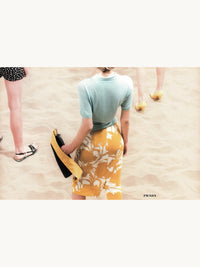 Prada Spring 2001 Red Carnation Print Pencil Skirt