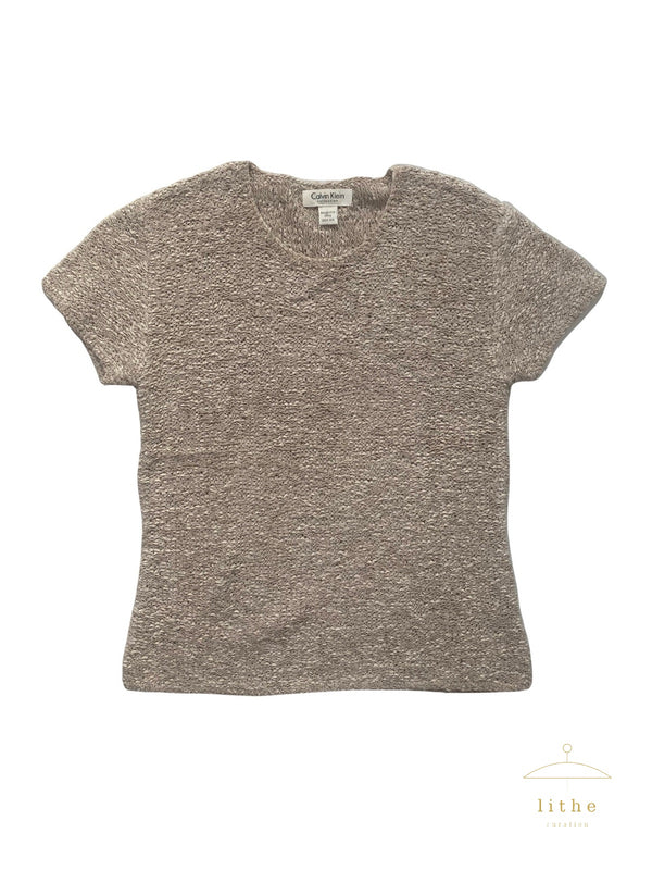 Calvin Klein Collection Spring 1994 Handknit Ivory Silk Top