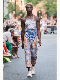 Collina Strada Spring 2020 Floral Printed Velvet Halter Crop Top