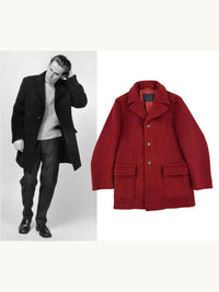 Prada Fall 1996 Mens Red Wool Coat | Vintage 1990s