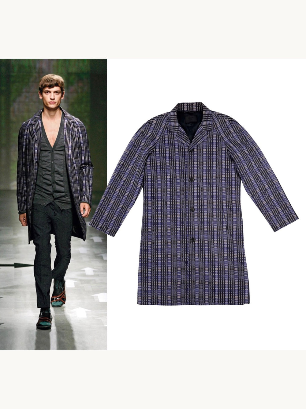 Prada Spring 2008 Mens Blue Fairy Print Silk Coat | Vintage 2000s