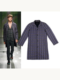 Prada Spring 2008 Mens Blue Fairy Print Silk Coat | Vintage 2000s