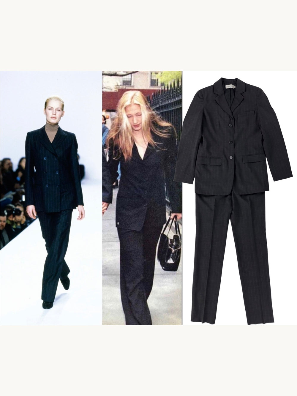 Calvin Klein Collection Fall 1996 Pinstripe Charcoal Grey Wool Suit | Vintage 1990s