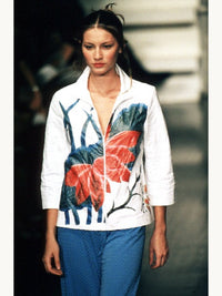 Vivienne Tam Spring 1999 Lotus Print Mesh Top | Vintage 1990s Carrie Bradshaw