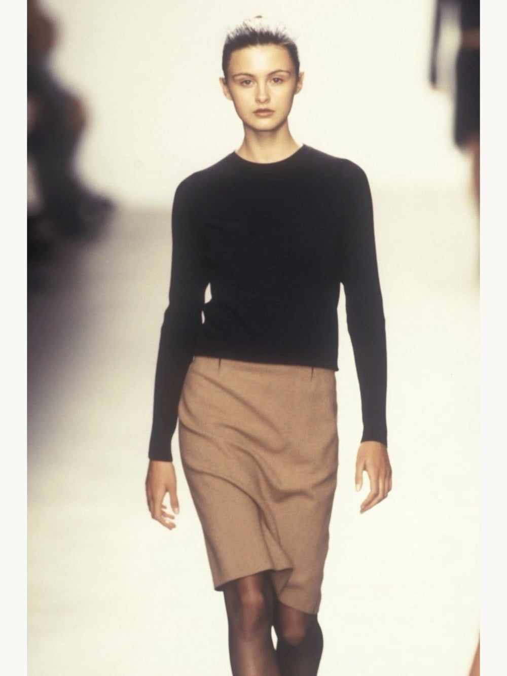 Calvin Klein Collection Fall 1999 Camel Brown Skirt w/ Nylon Inserts