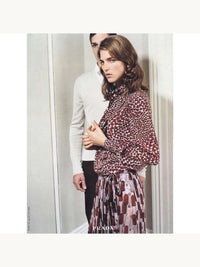 Prada Spring 2000 Blue Hearts Print Silk Chiffon Blouse