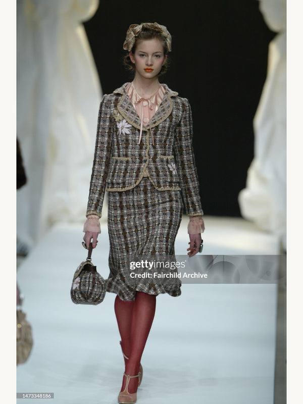 Moschino Fall 2004 Tweed Suit & Bag Ensemble