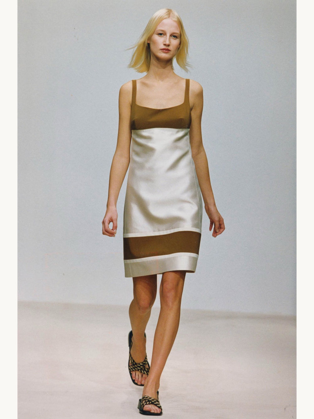 Prada Spring 1996 Color Block Drop Strap Shift Dress