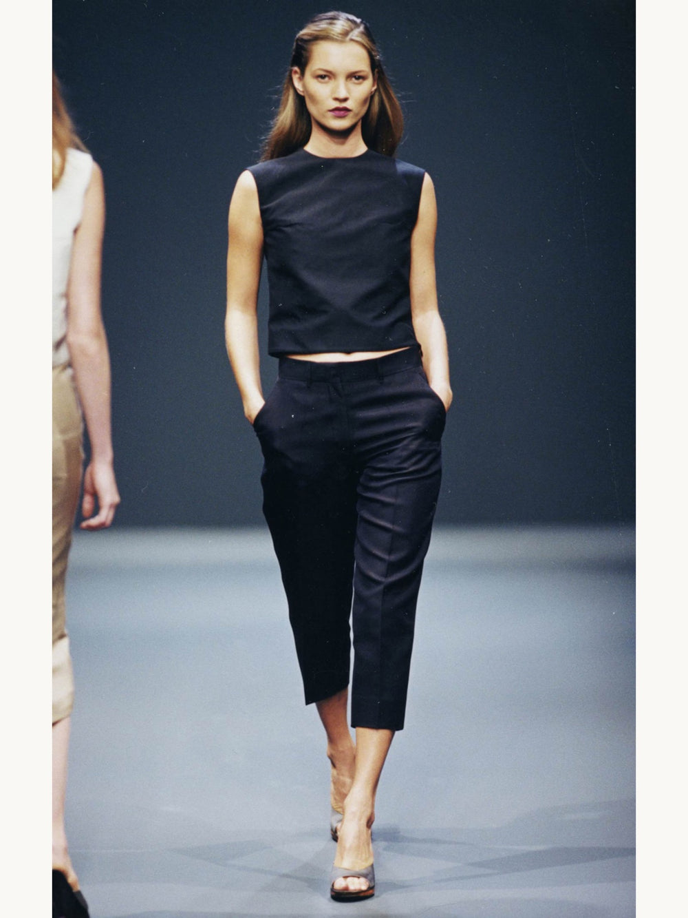 Prada Spring 1998 Shimmering Black Cotton Capri Pants