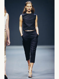 Prada Spring 1998 Shimmering Black Cotton Capri Pants