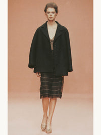 Prada Fall 2000 Black Brown Striped Silk Chiffon Crop Top